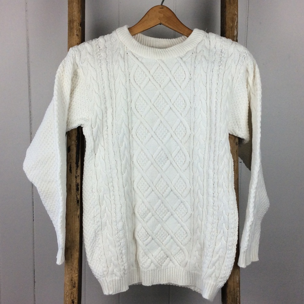 VTG Fisherman Cable Aran Knit Cotton Vegan Sweater